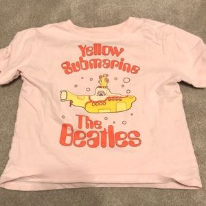 Forever 21 Kids- Yellow Submarine Pink Cropped Tee